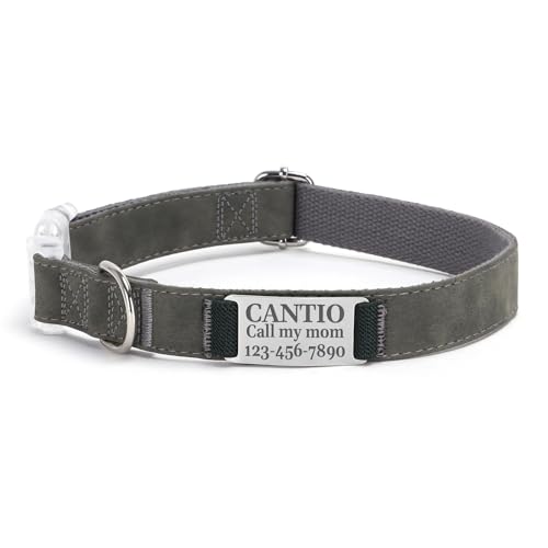 Personalized Dog Collar Custom with Name & Phone, Premium South African Sheep Grain Leather & Breathable Cotton Webbing, Lightweight & Vibrant Colors, Adjustable with Durable Buckle