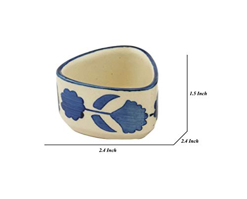 Image of Freakway Handpainted Floral Studio Pottery Ceramic Chutney Bowl Set (40 ML, Small, Set of 6, Blackand Off White)