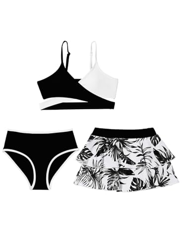 blibean Tween Girls Swimsuit 3 Piece Bikini Sets with Chest Pad Size 6-15 Years2