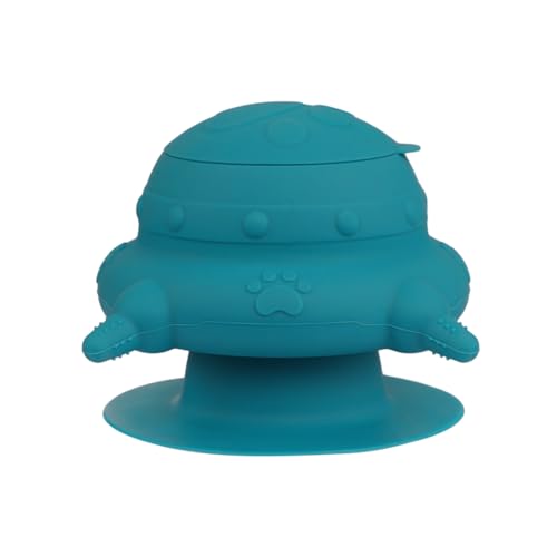 Aufzuchthilfe Hund Katze Stillstation mit 4 Nippel Milchfutterstation Silikon Futterstation Welpenmilch Katzenmilch Feeder Selbstfütternd Silikonnippel für Baby Neugeborene Haustier Fütterung Blau