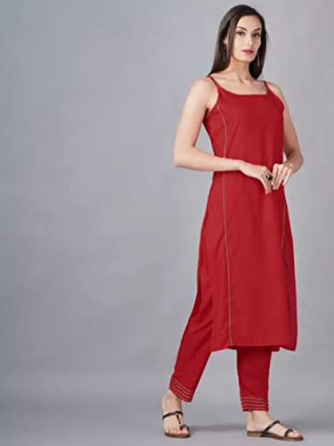 Image of Aziz Textiles Women's Rayon Sleeveless Straight Kurti for Women & Girls