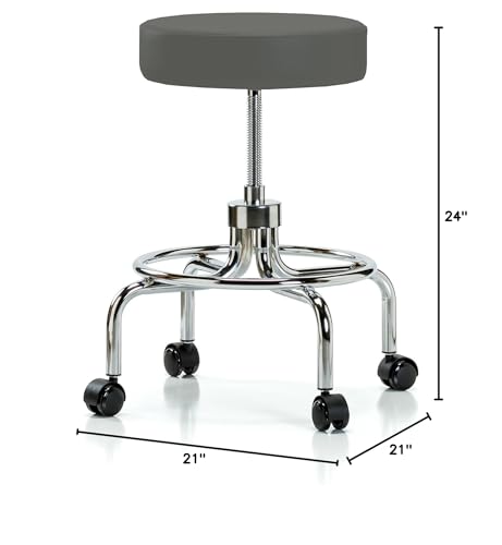 Image of Perch Retro Exam Stool | Medium Bench Height 18.5-24 inch | Charcoal Vinyl