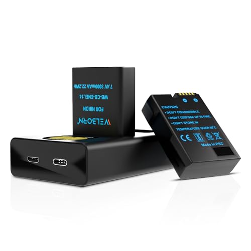 Image of WELBORN EN-EL14 Dual Battery and Charger Combo Pack Compatible with Nikon Digital Camera D5600 D3500 D3400 D3100 D3200 D3300 D5100 D5200 D5300 D5500, Coolpix P7000 P7100 P7200 P7700 P7800