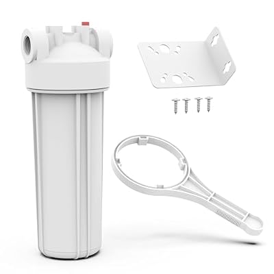MewMore FHW10 10"x2.5" Whole House Water Filter Housing, Fit Sediment etc Filters for Well and City Water, Pre-Filtration System for Home, 3/4" NPT Port, Pressure Release