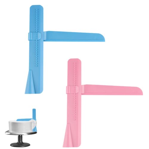KOZOY Raspador de tartas para aplicar glaseado a pasteles, 2 unidades de espátulas para tartas rosa y azul, herramienta de modelado ajustable, espátula para tartas de fondant, raspador para tartas,