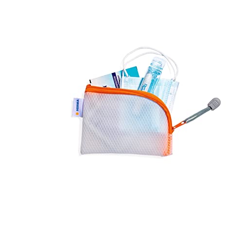 HERMA 20253 Zip Pocket Travel Case A7 Transparent Orange, Small Lockable Transparent Pocket with Zip - Image 2