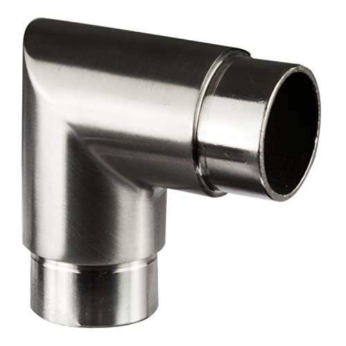 Edelstahl Eckbogen für 42,4 mm Rohre - Fitting für Geländer Handlauf Balkon - Verbindung glänzend Cover