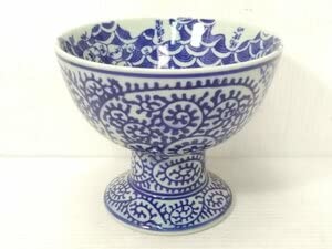Amazon.co.jp: ○古地図蛸唐草高台鉢 たこ唐草 食器 古伊万里 染