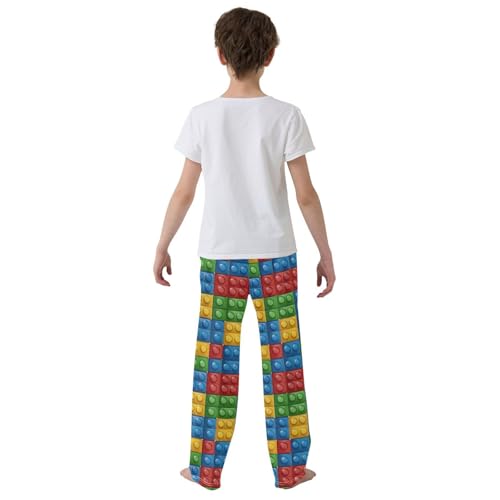 Pajama Bottoms, Pajamas Pant Building Brick Lounge Wear Casual Blocks Toy Sleep Long Pants Soft Pjs Sleepwear3