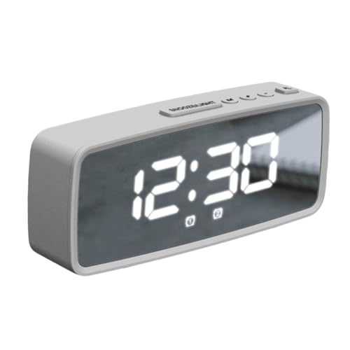 LOLIPPYY 電子目覚まし時計 卓上鏡面クロック 大画面表示 高齢者対応 寝室用多機能デジタル時計