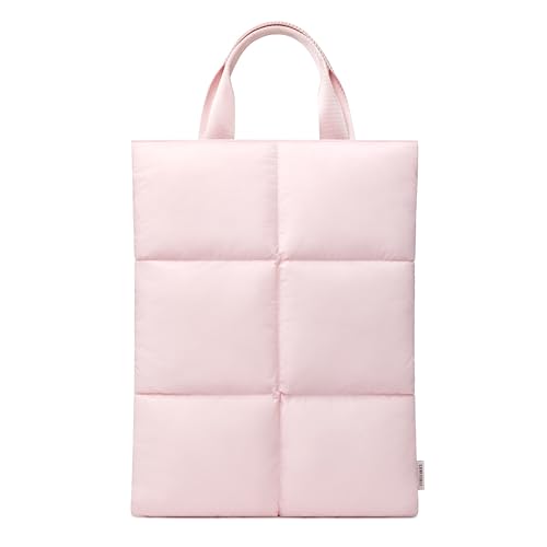 Comfyable Puffy Laptop Sleeve 13 14 Inch Quilted Puffer Laptop Carrying Case with Handle Pillow Case Compatible for MacBook Air/Pro M5 M4 M3 M2 Pro/Max 2026 13 MacBook Neo A18 Light Pink