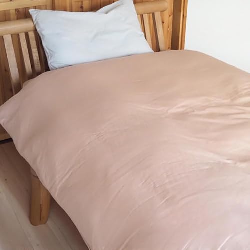 掛け布団カバー ダブル 羽毛布団専用 くすみカラー 綿100% ボタンテープ付 ファスナー 軽量 おしゃれ 無地 洗える かわいい 暖かい[アイボリー]