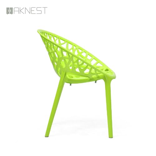 Image of Oaknest Neelkamal Crystal Plastic Chair - Stylish Tree-Design Backrest, Lightweight & Durable for Home, Garden & Patio (Lime Green), Set of 4 Piece