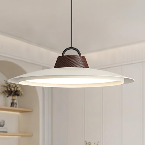 Image of BOKT Large Led Pendant Lights Kitchen Island Unique Adjustable Pendant Lamp Industrial White Light Fixture with Dome Lampshade for Bathroom Bedroom Hallway