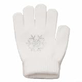 Gdfnmogo Eiskunstlauf-Handschuhe für Kinder und Erwachsene, warme Winter-Eislaufhandschuhe aus Baumwolle mit rutschfesten Gummipunkten auf der Handfläche für besseren Halt, Weiß, Größe L