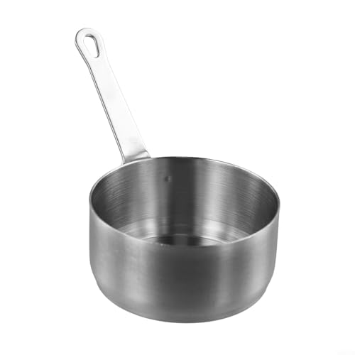 Mini cacerola de acero inoxidable de 100 ml de capacidad, ligera, práctica, olla de leche, sartén pequeña con mango largo para cocina, cocina, café, mantequilla (plata L)