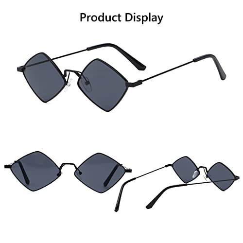 Retro Diamond Shape Sunglasses for Men & Women, Metal Quadrilateral Frame Shades UV Protection Film Sun Glasses3