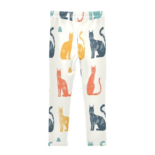 Toddler Girls Leggings Printed Yoga Pants Leggings Orange Yellow Blue Cat for Kids2