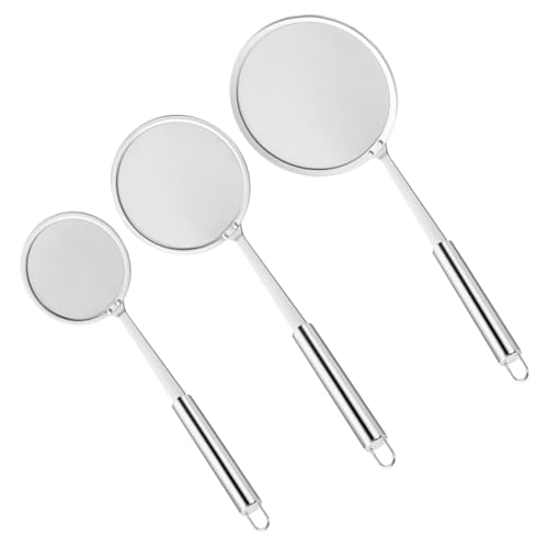 CHICAMPERA 3個 ステンレス製スキマースプーン点 細かいメッシュ油こし器 揚げ物 鍋料理用熱に強い油取りスプーン ハンドル付き使いやすい油濾