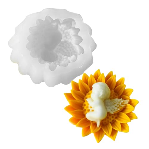 TheStriven Moule en silicone 3D en forme d'ange pour bébé - Moule en silicone - Moules de coulage de Pâques - Moule à bougie 3D - Moule à bougie en forme...