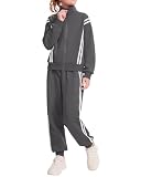Girls Clothing Sets Athletic Sweatsuits 2 Piece Outfits Contrast Striped Jacket Jogger Pant Sets Track Suits...