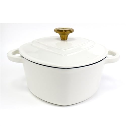 Pentola da forno olandese in ghisa smaltata a forma di cuore con coperchio pentola per zuppa di cocotte a forma di speciale pentola per zuppa di cocotte in smalto bianco e nero pentola per stufato
