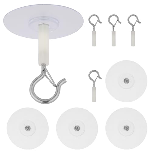Goktvai 5pcs Self Adhesive Ceiling Hooks No Drill Heavy Duty Stick on Ceiling Hangers for Hanging Plants Bird Feeders Lanterns Planters Wind Chimes Lights Sticky Wall Decor Decorations (Silver)