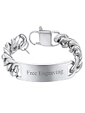ChainsHouse Custom Stainless Steel Link ID Bracelet Metal 15mm 21cm Chunky Metal Bracelet Man Bangle