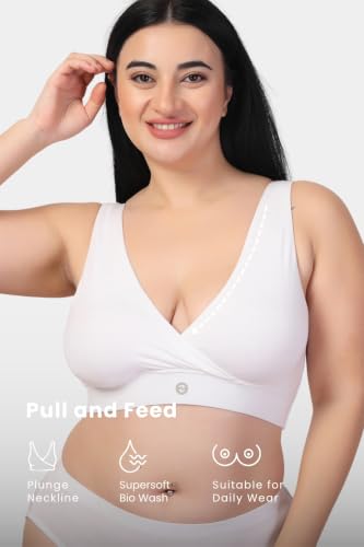 Image of ZELENA Maternity Padded Bra | Removable Cups, Broad Waistband | Soft Stretchable Modal Fabric | Easy Pull Nursing Bra for Pregnancy and Breastfeeding