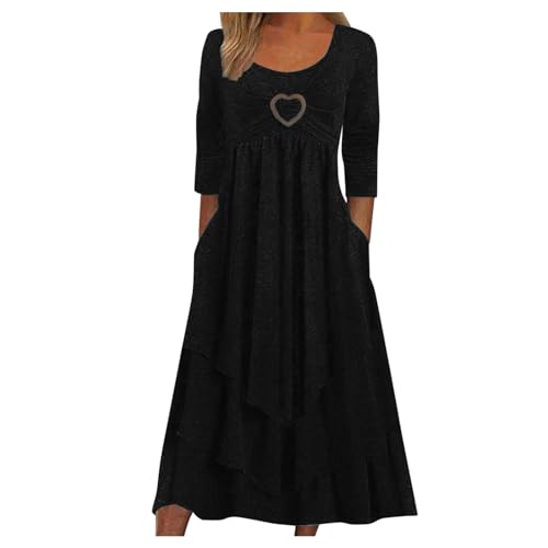 Robe midi en coton col rond pour camoufler les complexes avec style