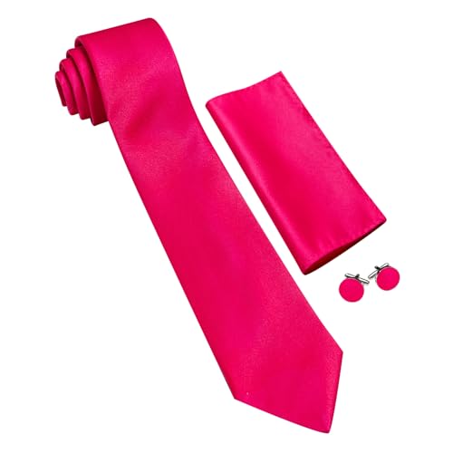 Image of Barry.Wang Plain Men Silk Ties Extra Long Satin Necktie for Wedding Business Handkerchief Cufflinks Set Solid Colors