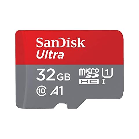 SanDisk Ultra 32 GB microSDHC Memory Card + SD Adapter with A1 App Performance Up to 120 MB/s, Class 10, U1, SDSQUA4-032G-GN6MA , Red/Grey Cover