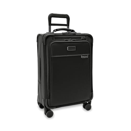 Briggs & Riley Essential 22' Carry On Expandable Spinner - Luggage for Travel, Suitcases with Wheels, Softside Rolling Bag for Men & Women, Self-Repairing Zipper - Baseline Collection, Black