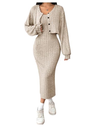 Milumia Women's 2 Piece Outfit Ribbed Square Neck...