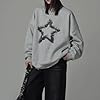 yssgtt Women's Oversized Star Sweatshirt Vintage Punk Casual Top Graphic Tees Streetwear Unisex Grey #4