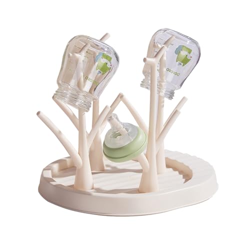 Image of Gllehkt Upgraded Babies Bottle Dryer Rack Babies Bottle Drying Rack Cleaning Drying Safe Feeding Bottles Pacifier Cup Holder, As picture shown, Beige