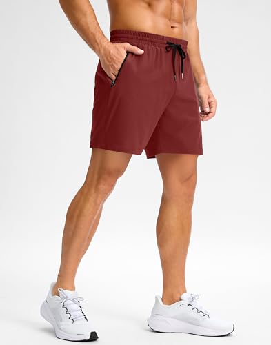 Image of Pudolla Men's Running Gym Shorts with Zipper Pockets 5 inch /7 inch / Lightweight Quick Dry Running Workout Athletic Short