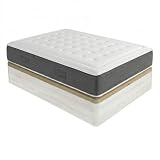 DUÉRMETE ONLINE - Pack Colchón Viscoelástico Bio Nature Grosor 24 cm con Canapé Madera Abatible Gran Capacidad Color Polar, 105 x 200 cm