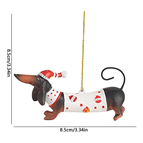 Halatua Weihnachtsbaum-Anhänger – Dackel-Weihnachts-Anhänger, Handwerk, Acryl, lustiger Hund, Auto-Anhänger, hängende Bastelbedarf, DIY-Weihnachtsymbole, Heimdekoration
