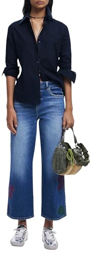 Desigual Denim_Botani Mujer – Jeans Azul con Bordado Floral