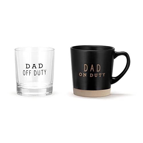 DEMDACO-Dad-On-Off-Duty-Matte-Black-9-ounce-Stoneware-and-Glass-Mug-and-Rocks-Glass-Set DEMDACO Dad On Off Duty Matte Black 9 ounce Stoneware and Glass Mug and Rocks Glass Set