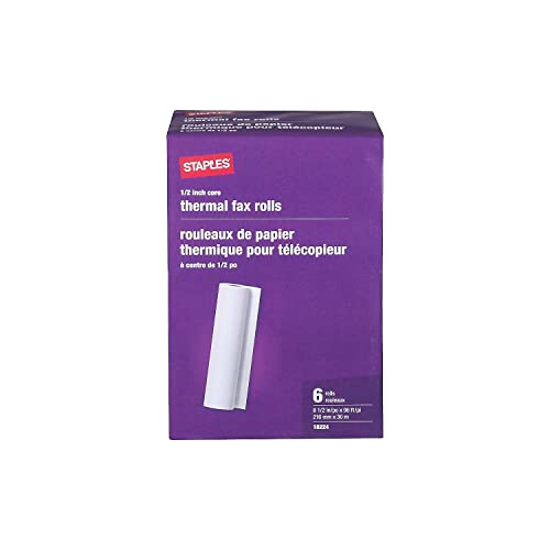 Papel térmico para fax Staples 269571 en tu oficina, rollos blancos de 98 pies, caja de 6