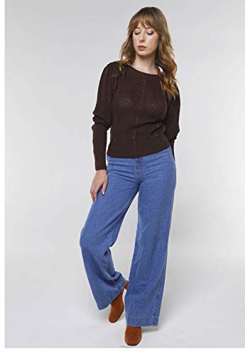 Suéter de Tricot Mangas Bufantes Gola Canoa Sob Marrom Café (M)