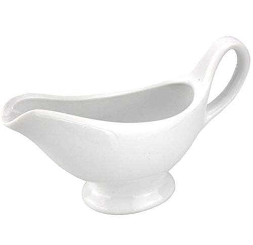 GLOW Wholesale Perfect for Dining Table Traditional Gravy Boat – Elegant White 150ml Ceramic Serving Jug for Cream Custard Sauces