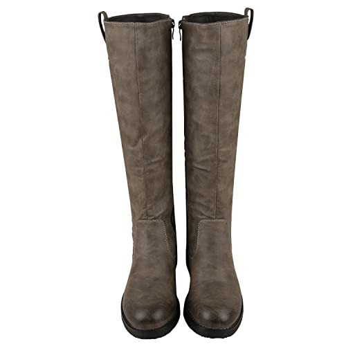 VAN HILL Klassische Stiefel Damen Schuhe Leicht Gefüttert Boots Profilsohle 149798 Grau 38