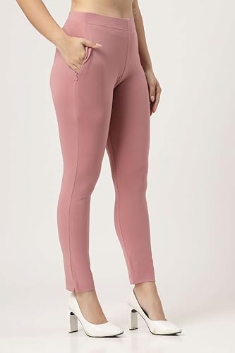 Image of ON&ON Women's Cotton Stretchable Slim Fit Straight Pants Trouser for Casual Wear and Office Wear