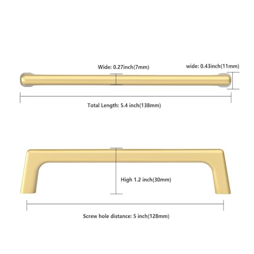 Image of Asidrama 6 Pack 5 Inch(128mm) Gold Cabinet Pulls Cabinet Handles Cupboard Handles Kitchen Cabinet Hardware for Cupboard Drawer Pulls