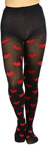 Image of ToBeInStyle Women's Valentine Day Themed Opaque Sheer Pantyhose w /Heart Love