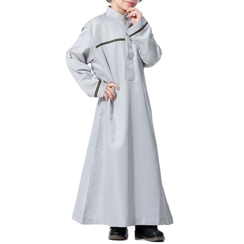 Boys Muslim Thobe Islamic Arabic Kaftan Button 𝐑obe Long Sleeve Middle East Prayer Dress Teen Kids Muslim Prayer 𝐑obe3