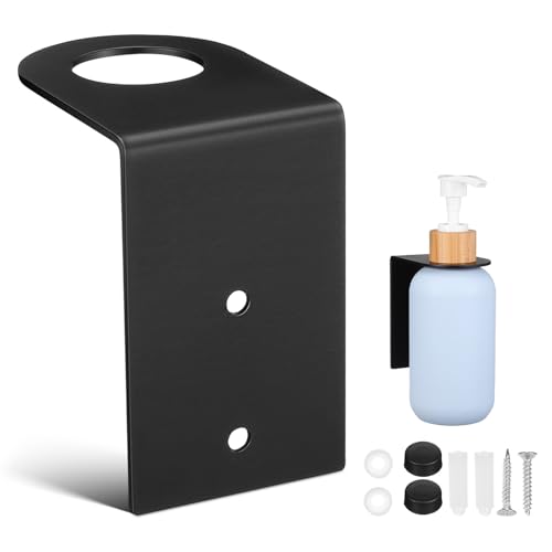 SHINEOFI Support Mural Porte-Savonnette en Acier Inoxydable Noir, Support Distributeur de Lotion et Shampoing, Installation Facile pour Salle de Bain, la Cuisine,...